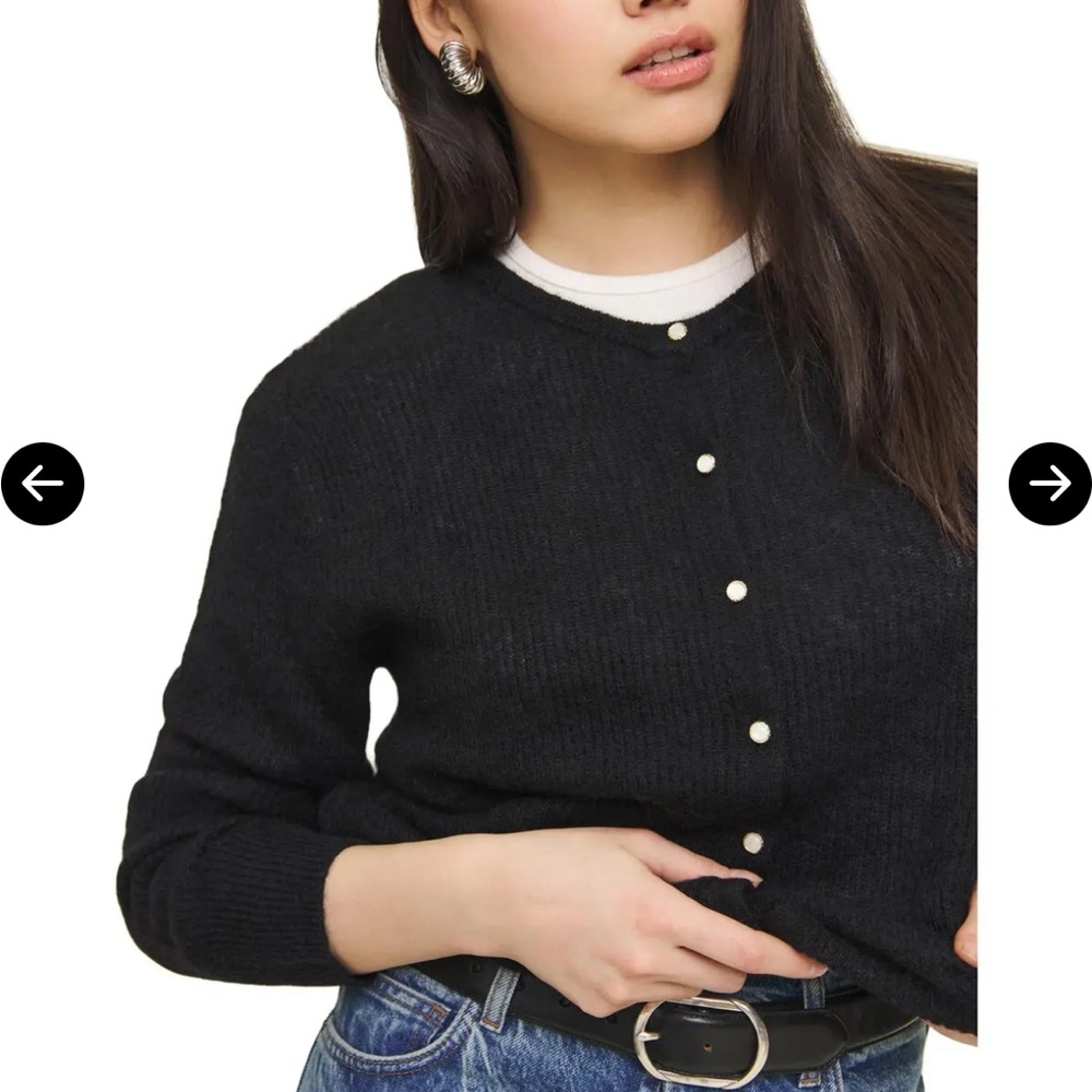 Reformation Black Button-Up Cardigan